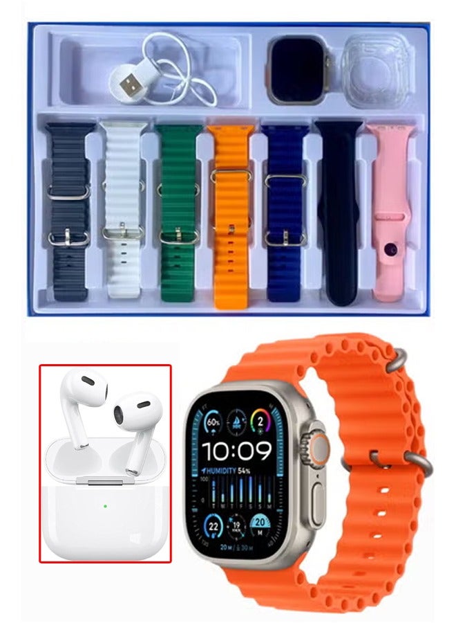 وينماكس مجموعة ساعات ذكية 7 في ١ مع سماعات أذن وشاحن و٧ أحزمة أنيقة (قد تختلف ألوان الأحزمة) - Image 1